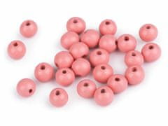Kraftika 10g růžová sv. dřevěné korálky 10 mm