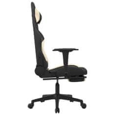 shumee Herní židle s podnožkou černá a krémová textil
