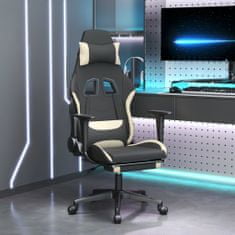 shumee Herní židle s podnožkou černá a krémová textil