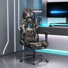 shumee Otočná herní židle s podnožkou černá a maskáčová textil