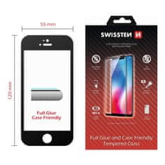 SWISSTEN Sklo Swissten Full Glue, Color Frame, Case Friendly Pro Apple Iphone 5/Se Černé