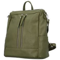 Delami Vera Pelle Stylový dámský kožený městský batoh Saul, zelená/vojenská