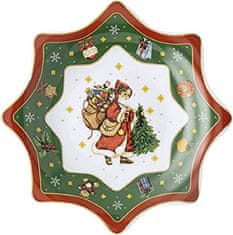 Rosenthal Vánoční tác na cukroví hvězda Veselé Vánoce, 21 cm, zelený Rosenthal