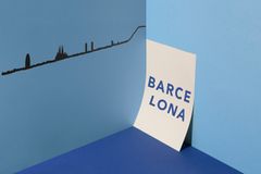 Barcelona , silueta města - The line (ocel, malá černá)
