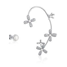 JwL Luxury Pearls Asymetrické náušnice s perlami a zirkony - levá záušnice JL0778