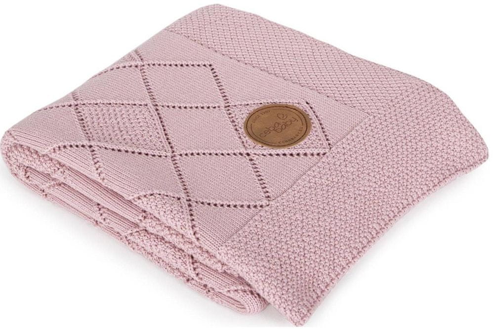 Levně Ceba Baby Deka pletená v dárkovém balení 90x90 rýžový vzor růžová
