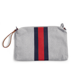 Childhome Pouzdro na zip s poutkem Grey Stripes Red/Blue