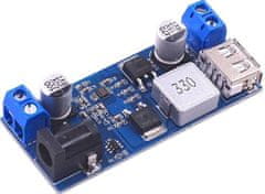 HADEX Napájecí modul, step-down měnič 12-24V na 5V/5A, USB+svorkovnice