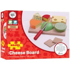 Bigjigs Toys Set dřevěných potravin sýry na desce