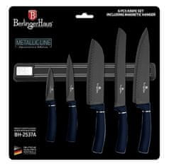 Berlingerhaus Sada nožů s magnetickým držákem 6 ks Aquamarine Metallic Line