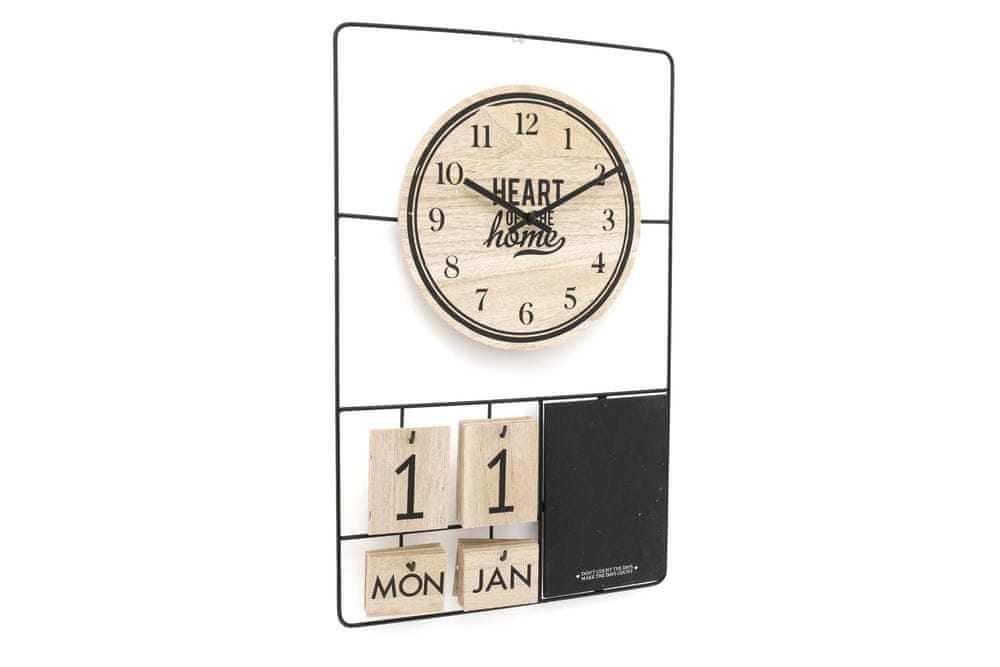 Levně Sifcon Nástěnné hodiny + kalendář, 52x33 cm