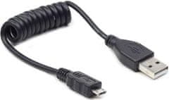 C-Tech GEMBIRD Kabel USB A Male/Micro B Male 2.0, 60cm, Black, kroucený