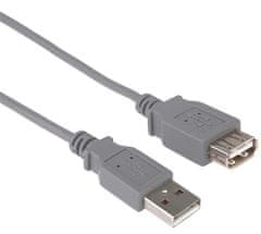 USB 2.0 kabel prodlužovací, A-A, 3m, šedá