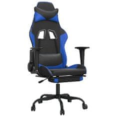 Greatstore Herní židle s podnožkou černá a modrá umělá kůže