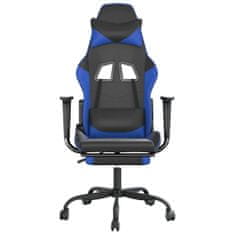 Greatstore Herní židle s podnožkou černá a modrá umělá kůže