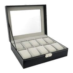 Northix Luxusní krabička na hodinky / Hodinová krabička na 10 hodinek - černá/šedá 