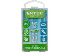 Extol Energy Baterie nabíjecí, 12ks, AA (HR6), 1,2V, 2400mAh, NiMh