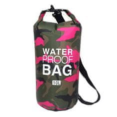 Northix Voděodolná taška 10L, Camouflage - Růžová 