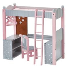 Teamson Olivia's Little World - Polka Dots Princess 18" Doll College Dorm Double Bunk Desk - Grey