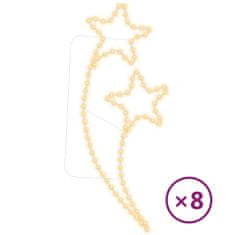 Greatstore Světelné řetězy ve tvaru hvězdy 8 ks teplé bílé 125,5x53x4,5 cm