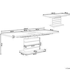 Beliani Rozkládací bílý jídelní stůl se základnou s nerezové oceli 180/220 x 90 cm HAMLER