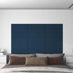 Greatstore Nástěnné panely 12 ks modré 60 x 15 cm samet 1,08 m²