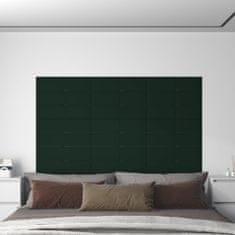 Greatstore Nástěnné panely 12 ks tmavě zelené 60 x 15 cm samet 1,08 m²
