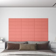 Greatstore Nástěnné panely 12 ks růžové 60 x 15 cm samet 1,08 m²