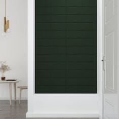Greatstore Nástěnné panely 12 ks tmavě zelené 60 x 15 cm samet 1,08 m²