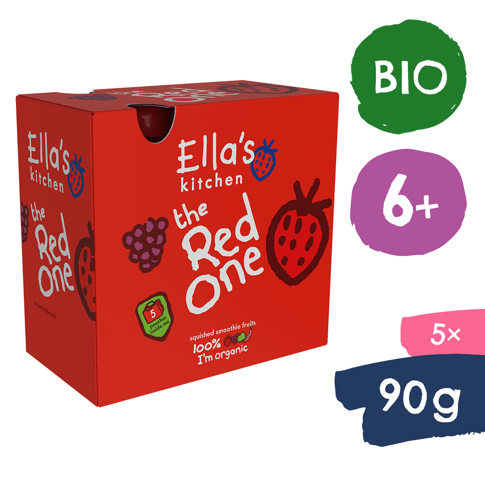 Levně Ella's Kitchen BIO RED ONE ovocné pyré s jahodami (5×90 g)