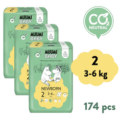 MUUMI BABY 2 Newborn 3–6 kg měsíční balení eko plen 174 ks