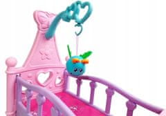 Lean-toys Růžová kolébka pro panenky s houpacím lůžkem Rattle