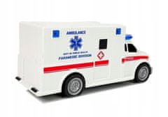 Lean-toys Ambulance s třecím pohonem Bílá baterie provozována 1: 2