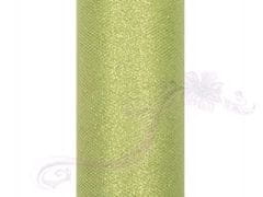 Paris Dekorace Tyl s lurexem, sv. zelený, 15cm/9m