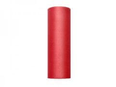 Paris Dekorace Tyl v roli, červený, šířka 15 cm, návin 9 m