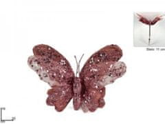 Makro Motýl vánoční růžový 16cm