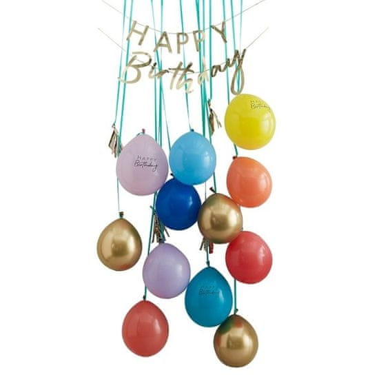 MojeParty Happy Birthday party – Deko set s balónky na dveře Multicolor/Gold