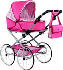 NEW BABY Dětský Retro kočárek pro panenky 2v1 Natálka růžový