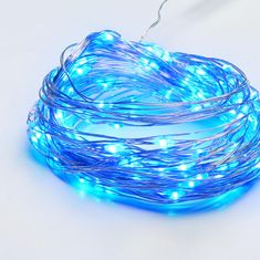 ACA ACA Lighting 100 LED dekorační řetěz s časovačem modrá stříbrný měďený kabel na baterie 3XAA IP44 10m plus 10cm X01100615
