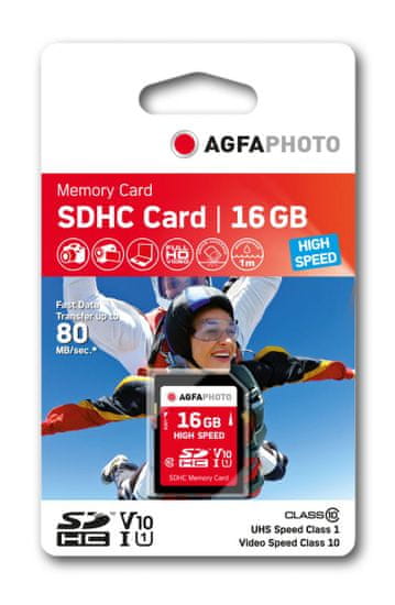 Agfaphoto PAMĚŤOVÁ KARTA AGFA SDHC 16GB TŘÍDA 10 80MB / s