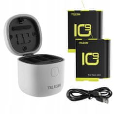 TELESIN USB nabíječka 2x baterie pro GOPRO HERO 9 10 BLACK - Telesin
