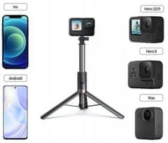 TELESIN Stativ, Selfie Stick + dálkový ovladač pro GoPro HERO 11 10 9 8 a MAX