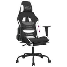 Vidaxl Herní židle s podnožkou černá a bílá textil