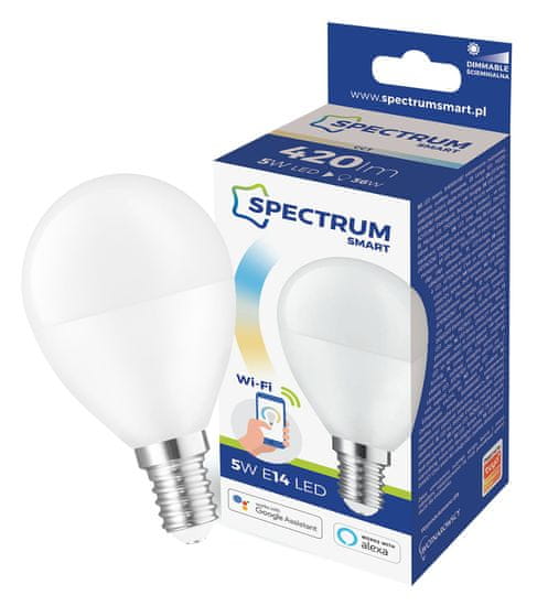 Spectrum Smart WiFi žárovka E14 5W 230V stmívatelná bílá TUYA