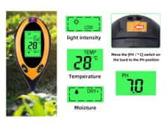 GEKO Zahradní měřič kyselosti, vlhkosti půdy a slunečního záření G73195