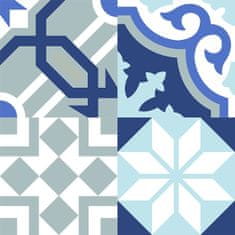 Crearreda Samolepicí dekorace Crearreda Tile Cover Grey & Blue 31220 Kachlík, šedo-modro-bílé ornamenty