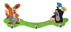 Pomy Toys DoDo Dřevěný 3 věšáček Krtek a zajíc na zahradě