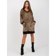 RUE PARIS Dámské šaty s leopardím potiskem RUE PARIS tmavě béžové a černé RP-TU-8189-1.03X_392448 S-M