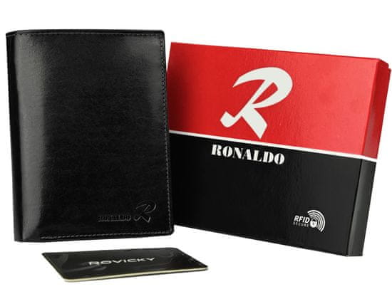 RONALDO Pánská kožená peněženka se zabezpečením RFID Janov černá, červená