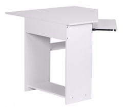 Bruxxi Rohový počítačový stůl s výsuvnou klávesnicí Roman, 103 cm, bílá